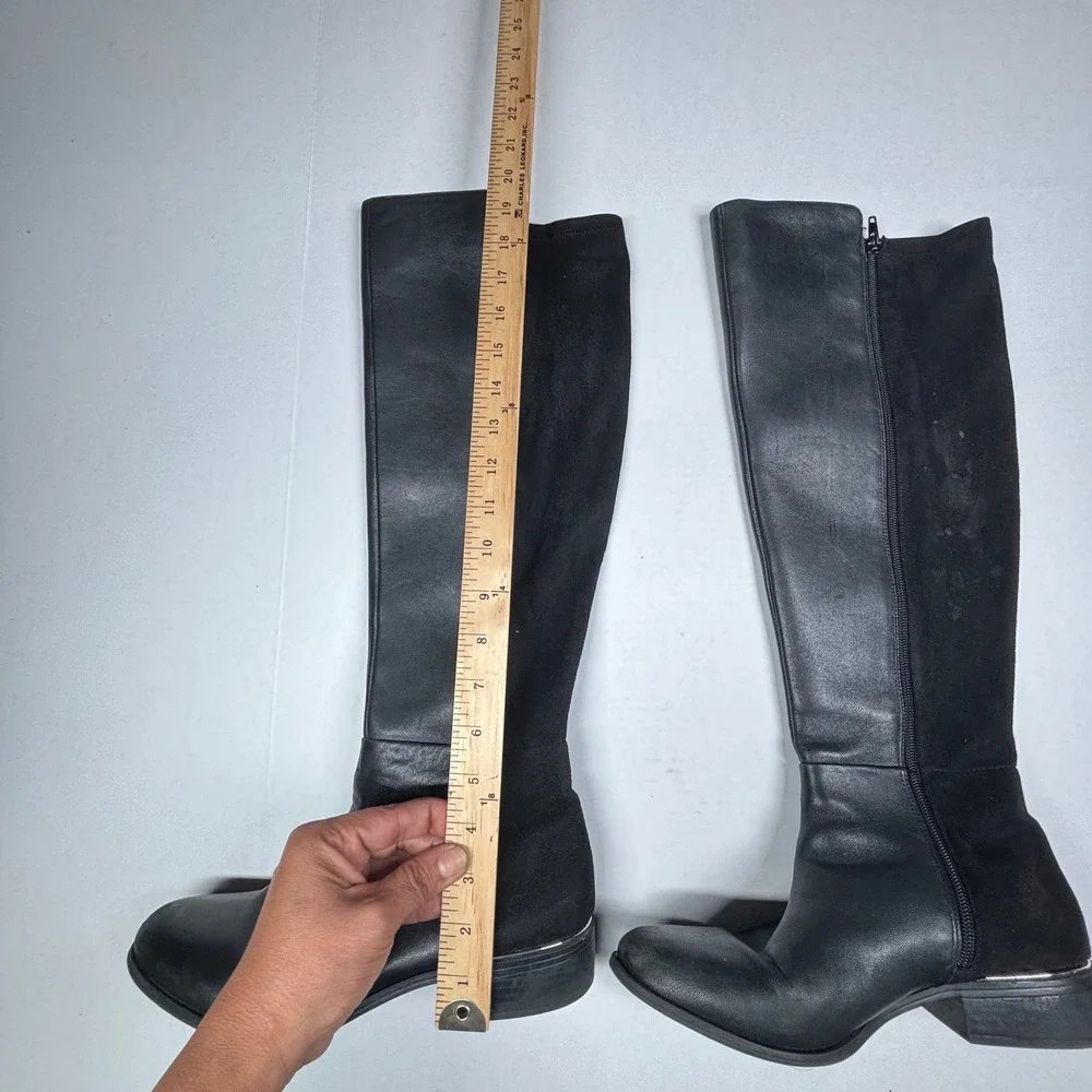 Alfani Ludlowe Black Leather Suede Tall Riding Boots Womens 9 Military Over Knee